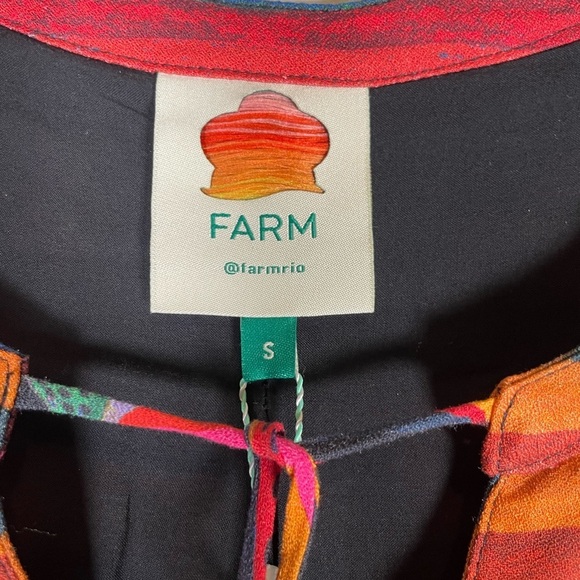 Farm Rio Black Banana Sky Mini Dress Sz S Puff Sleeve Tiered Flowy Beaded Beach - Picture 7 of 16